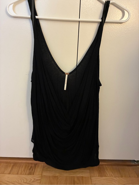 Free People Tops - Free People Black Chemise Top with Deep V-Neck
